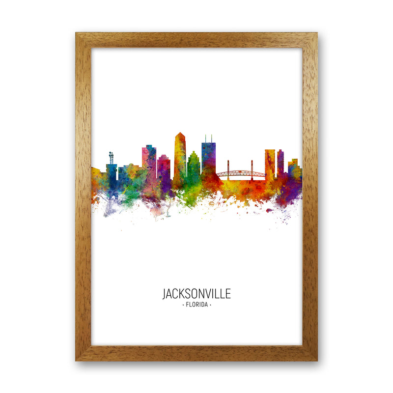 Jacksonville Florida Skyline Portrait Art Print by Michael Tompsett Oak Grain