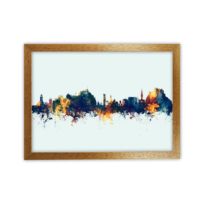 Jersey Channel Islands Skyline Blue Orange Art Print by Michael Tompsett Oak Grain