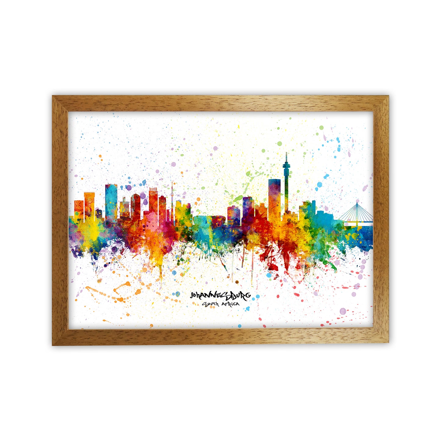 Johannesburg South Africa Skyline Splash Art Print by Michael Tompsett Oak Grain