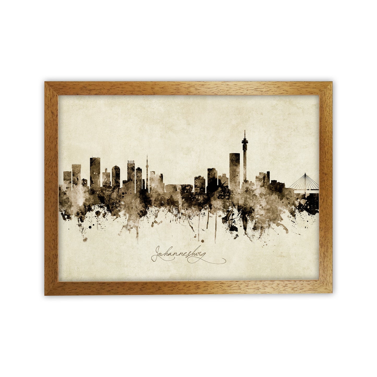Johannesburg South Africa Skyline Vintage Art Print by Michael Tompsett Oak Grain