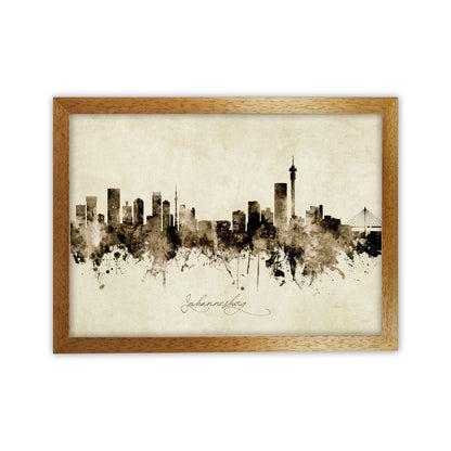 Johannesburg South Africa Skyline Vintage Art Print by Michael Tompsett Oak Grain