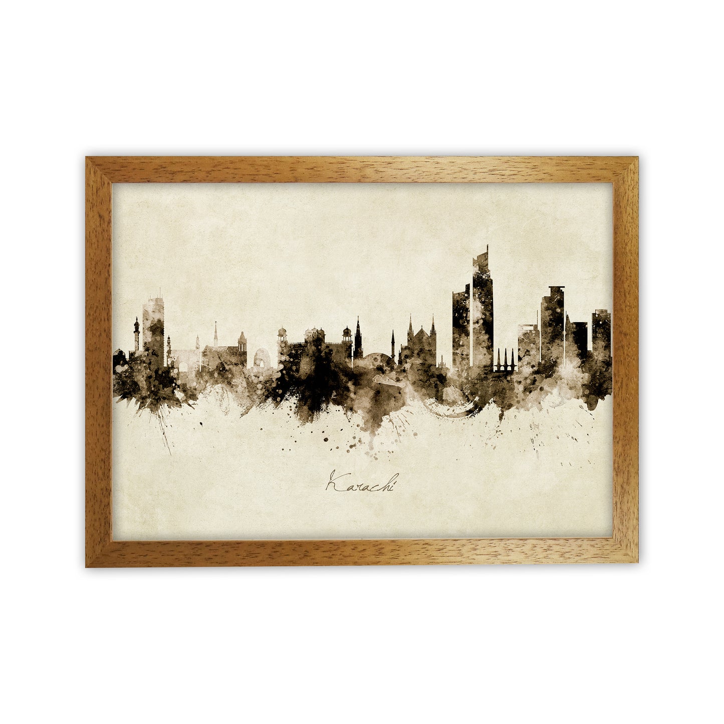 Karachi Pakistan Skyline Vintage Art Print by Michael Tompsett Oak Grain
