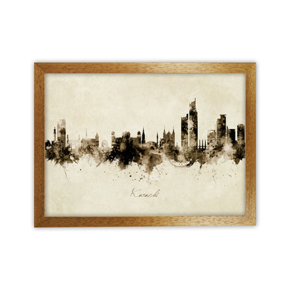 Karachi Pakistan Skyline Vintage Art Print by Michael Tompsett Oak Grain