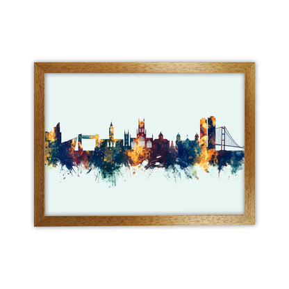 Kingston Upon Hull England Skyline Blue Orange Art Print by Michael Tompsett Oak Grain