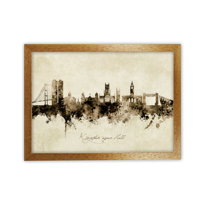 Kingston Upon Hull England Skyline Vintage Art Print by Michael Tompsett Oak Grain