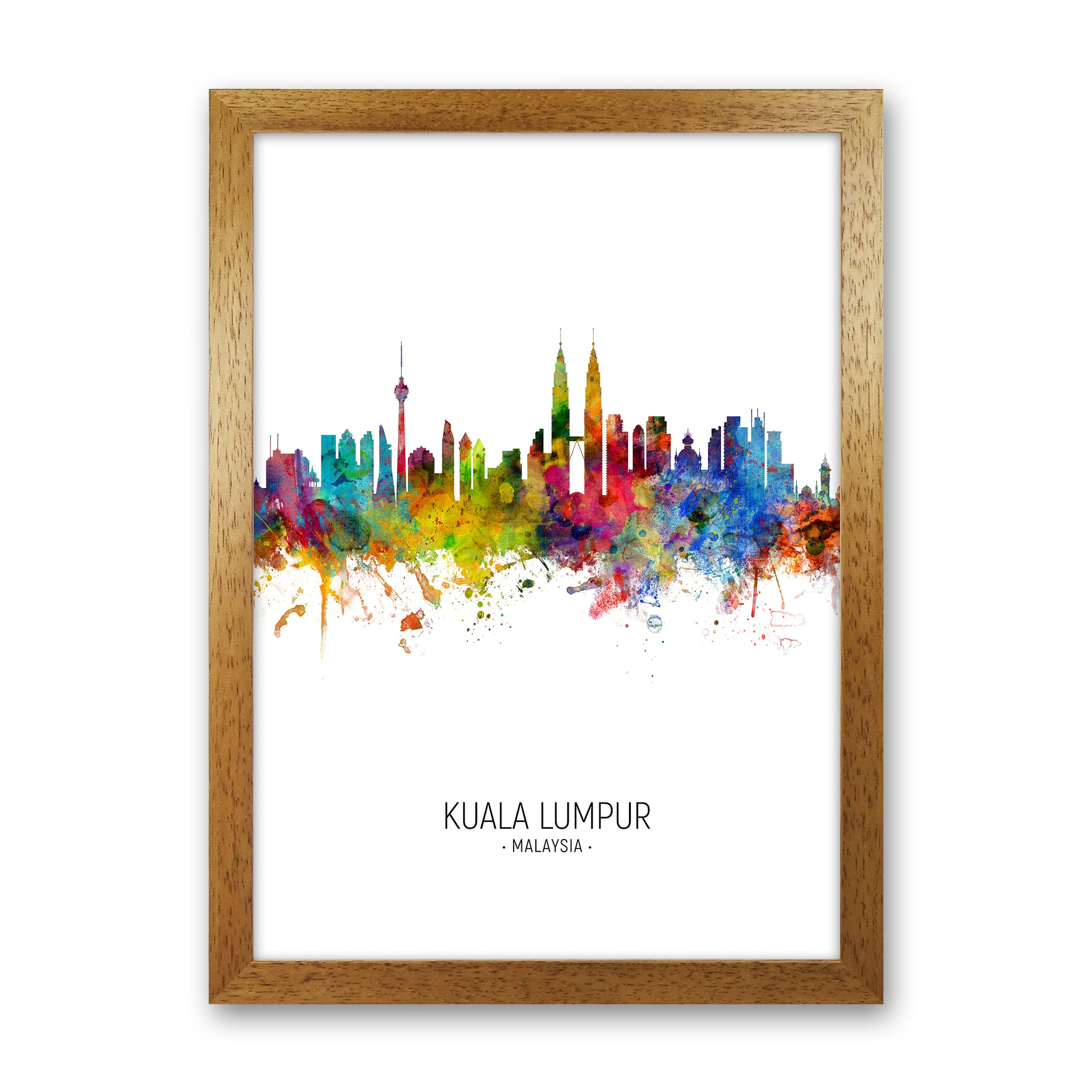 Kuala Lumpur Malaysia Skyline Portrait Art Print by Michael Tompsett Oak Grain