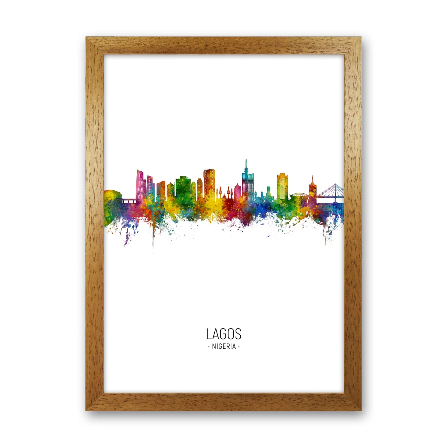 Lagos Nigeria Skyline Portrait Art Print by Michael Tompsett Oak Grain