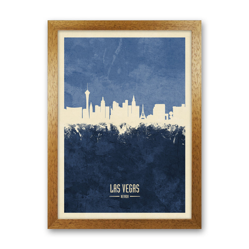 Las Vegas Nevada Skyline Portrait Navy Art Print by Michael Tompsett Oak Grain