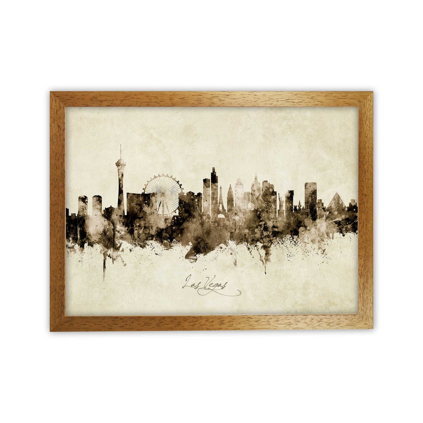 Las Vegas Nevada Skyline Vintage Art Print by Michael Tompsett Oak Grain