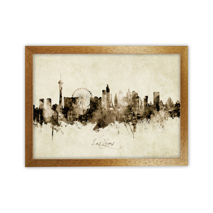 Las Vegas Nevada Skyline Vintage Art Print by Michael Tompsett Oak Grain