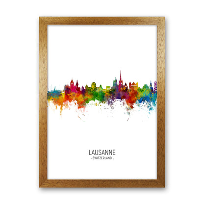 Lausanne Switzerland Skyline Portrait Art Print by Michael Tompsett Oak Grain
