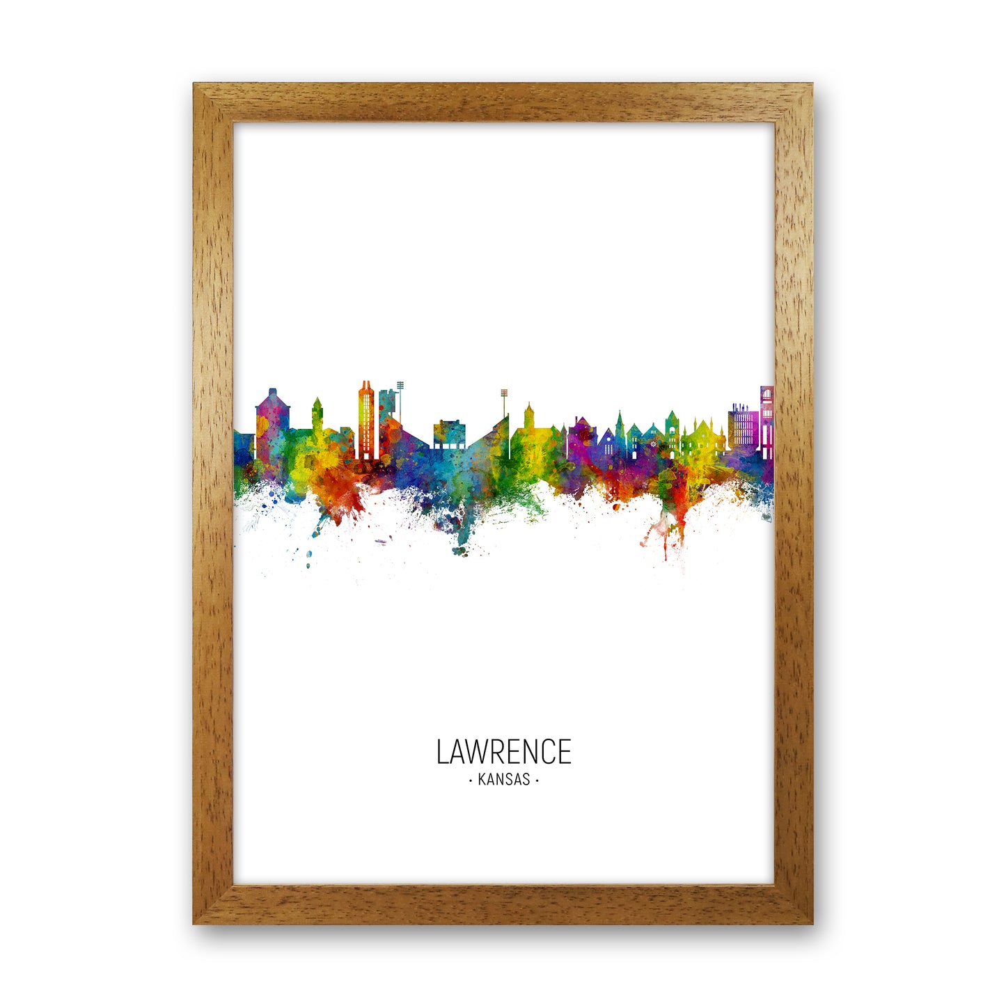 Lawrence Kansas Skyline Portrait Art Print by Michael Tompsett Oak Grain