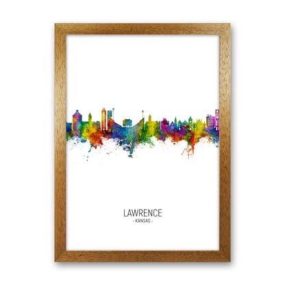 Lawrence Kansas Skyline Portrait Art Print by Michael Tompsett Oak Grain
