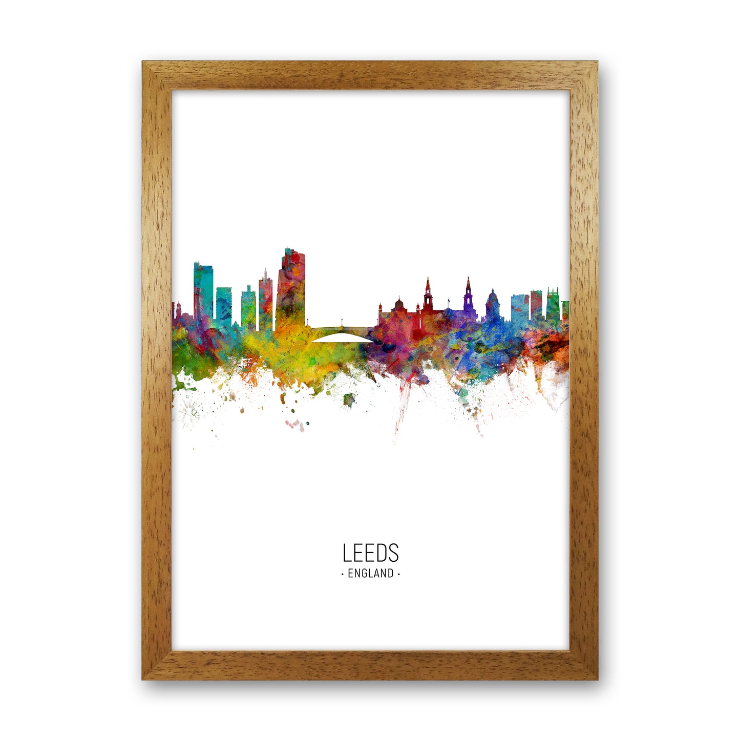 Leeds England Skyline Portrait Art Print by Michael Tompsett Oak Grain