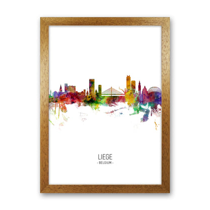 Liege Belgium Skyline Portrait Art Print by Michael Tompsett Oak Grain