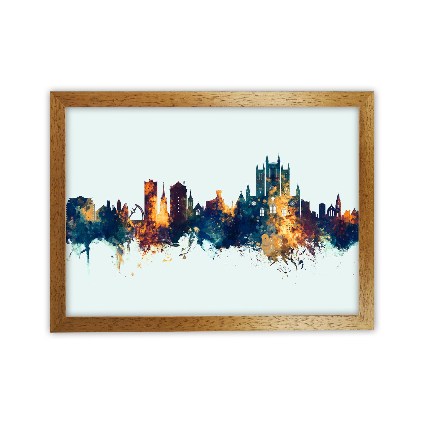 Lincoln England Skyline Blue Orange Art Print by Michael Tompsett Oak Grain
