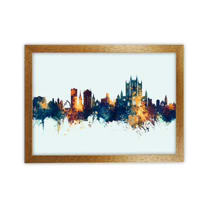 Lincoln England Skyline Blue Orange Art Print by Michael Tompsett Oak Grain