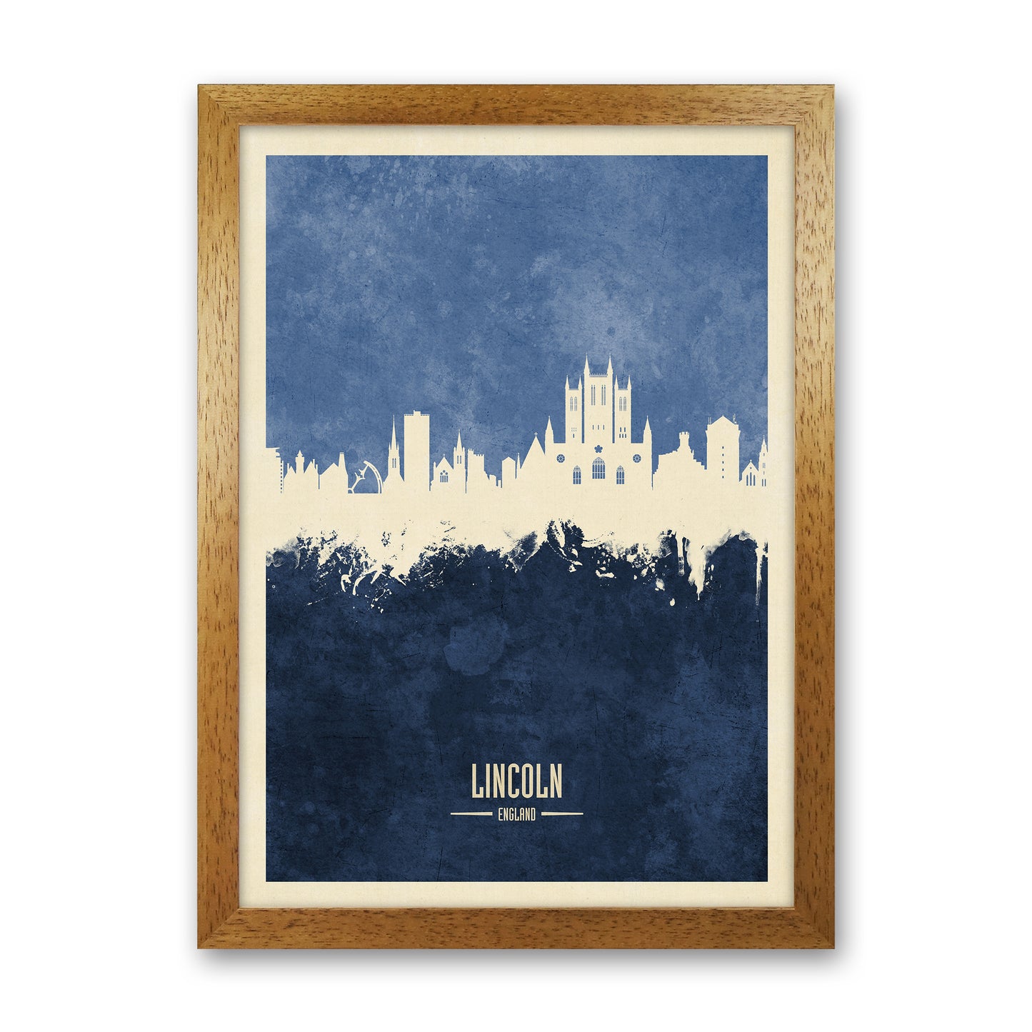 Lincoln England Skyline Portrait Navy Art Print by Michael Tompsett Oak Grain