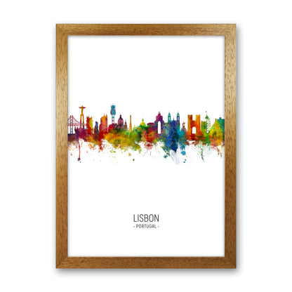 Lisbon Portugal Skyline Portrait Art Print by Michael Tompsett Oak Grain