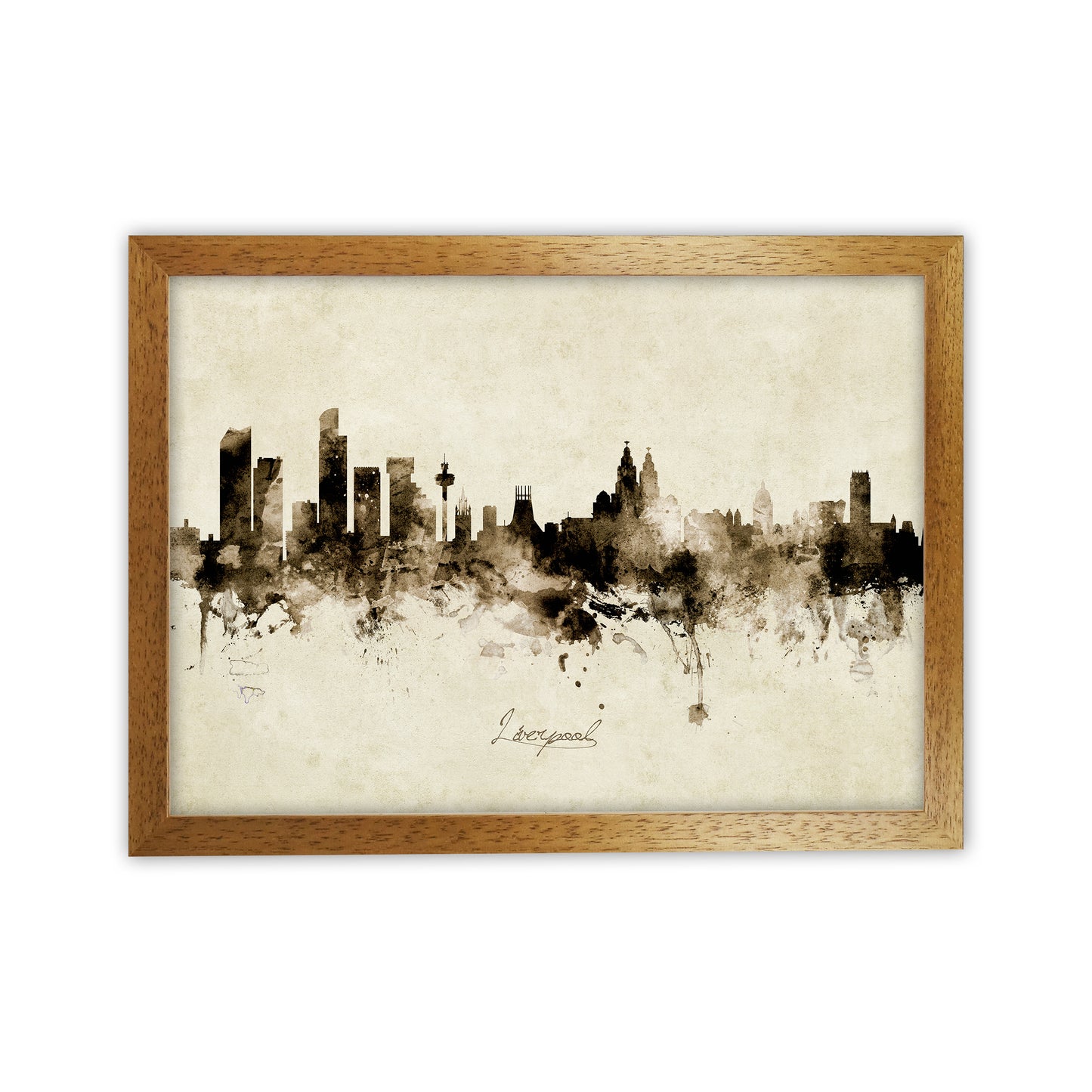 Liverpool England Skyline Vintage Art Print by Michael Tompsett Oak Grain
