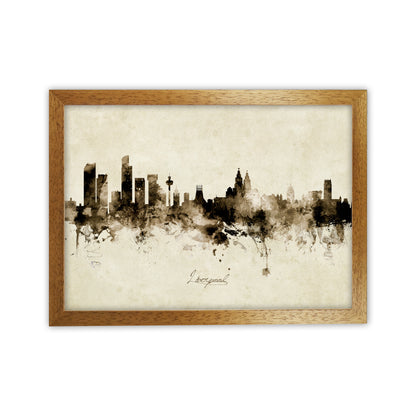 Liverpool England Skyline Vintage Art Print by Michael Tompsett Oak Grain