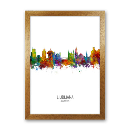 Ljubljana Slovenia Skyline Portrait Art Print by Michael Tompsett Oak Grain