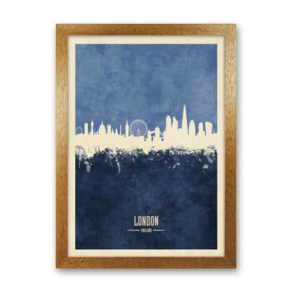 London England Skyline Portrait Navy Art Print by Michael Tompsett Oak Grain