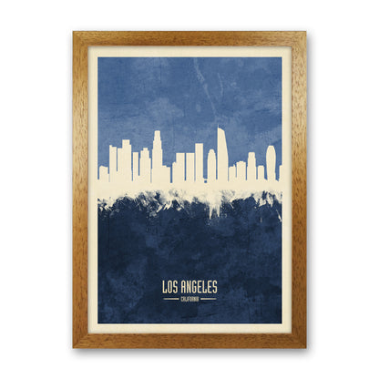 Los Angeles California Skyline Portrait Navy Art Print by Michael Tompsett Oak Grain