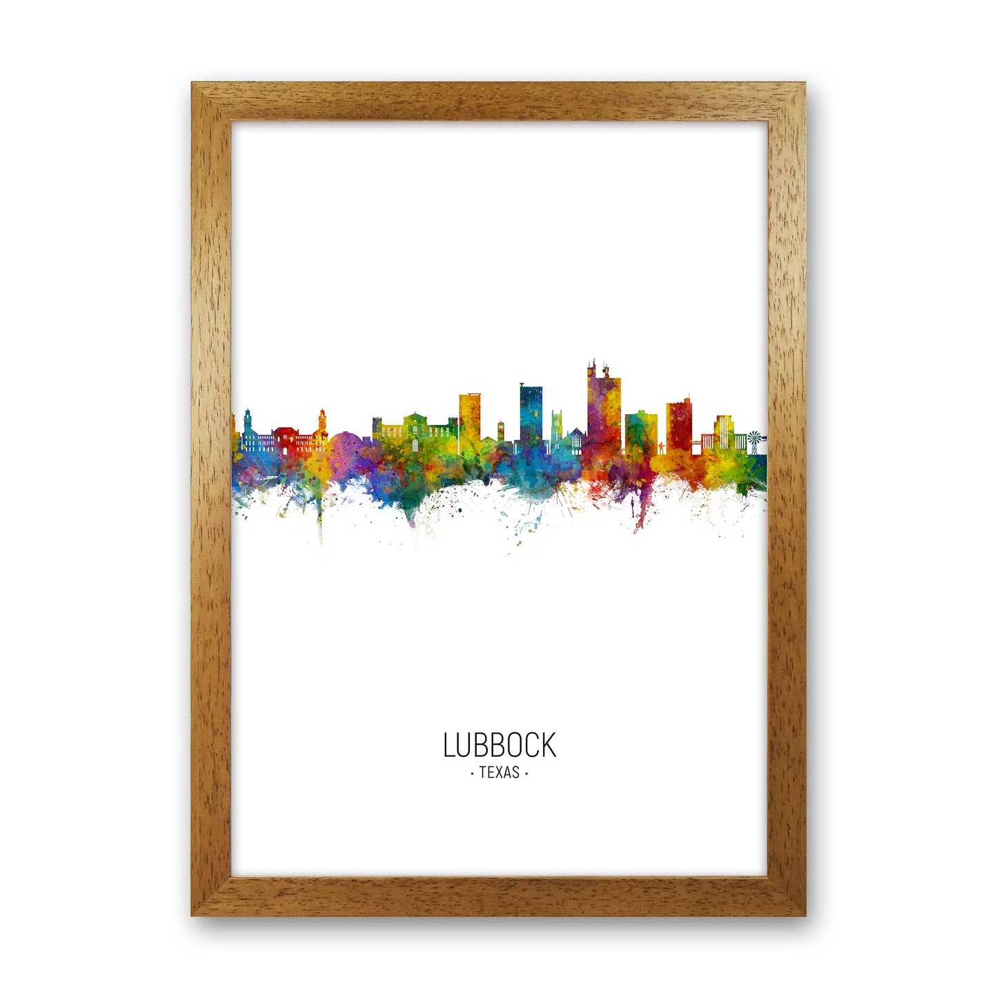 Lubbock Texas Skyline Portrait Art Print by Michael Tompsett Oak Grain