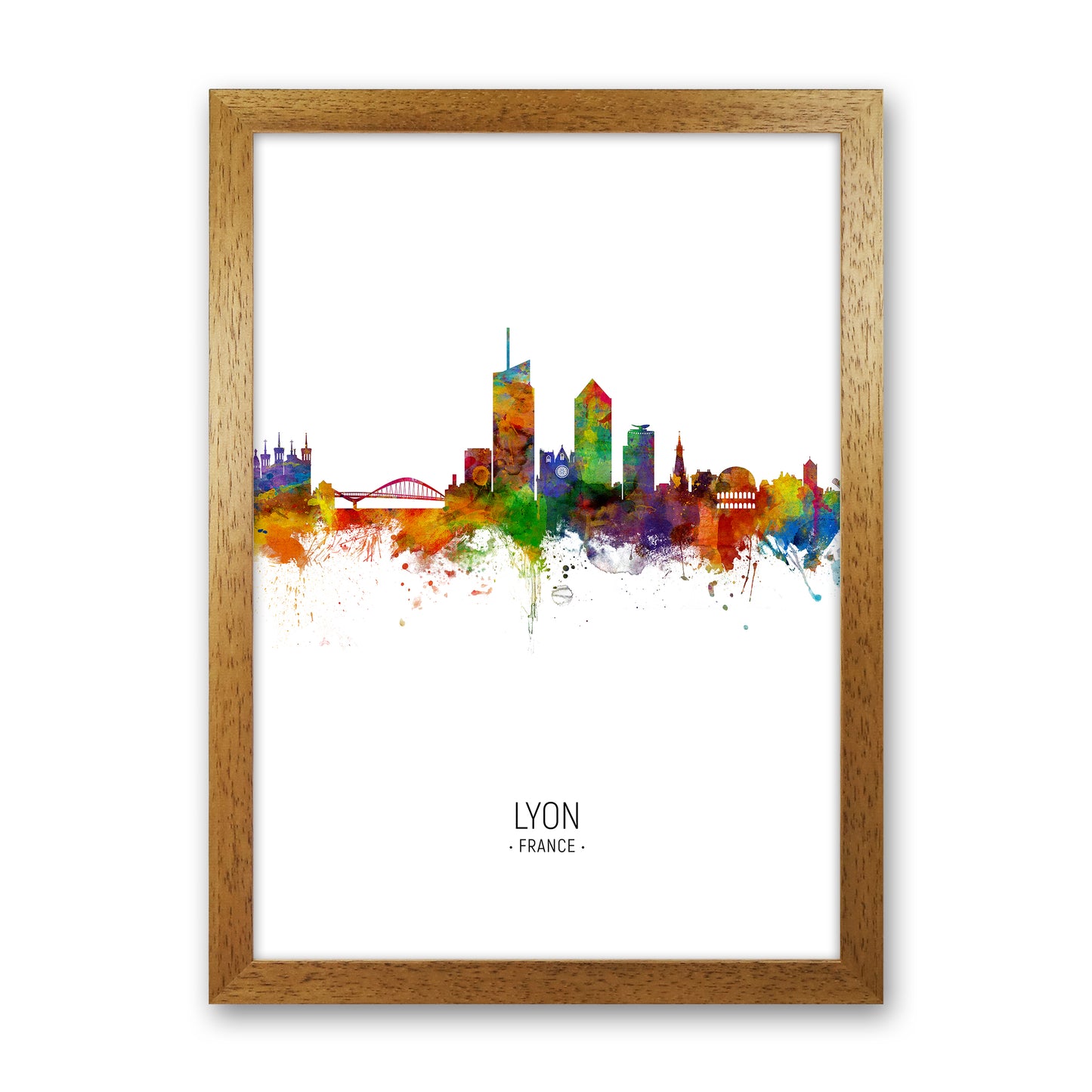 Lyon France Skyline Portrait Art Print by Michael Tompsett Oak Grain