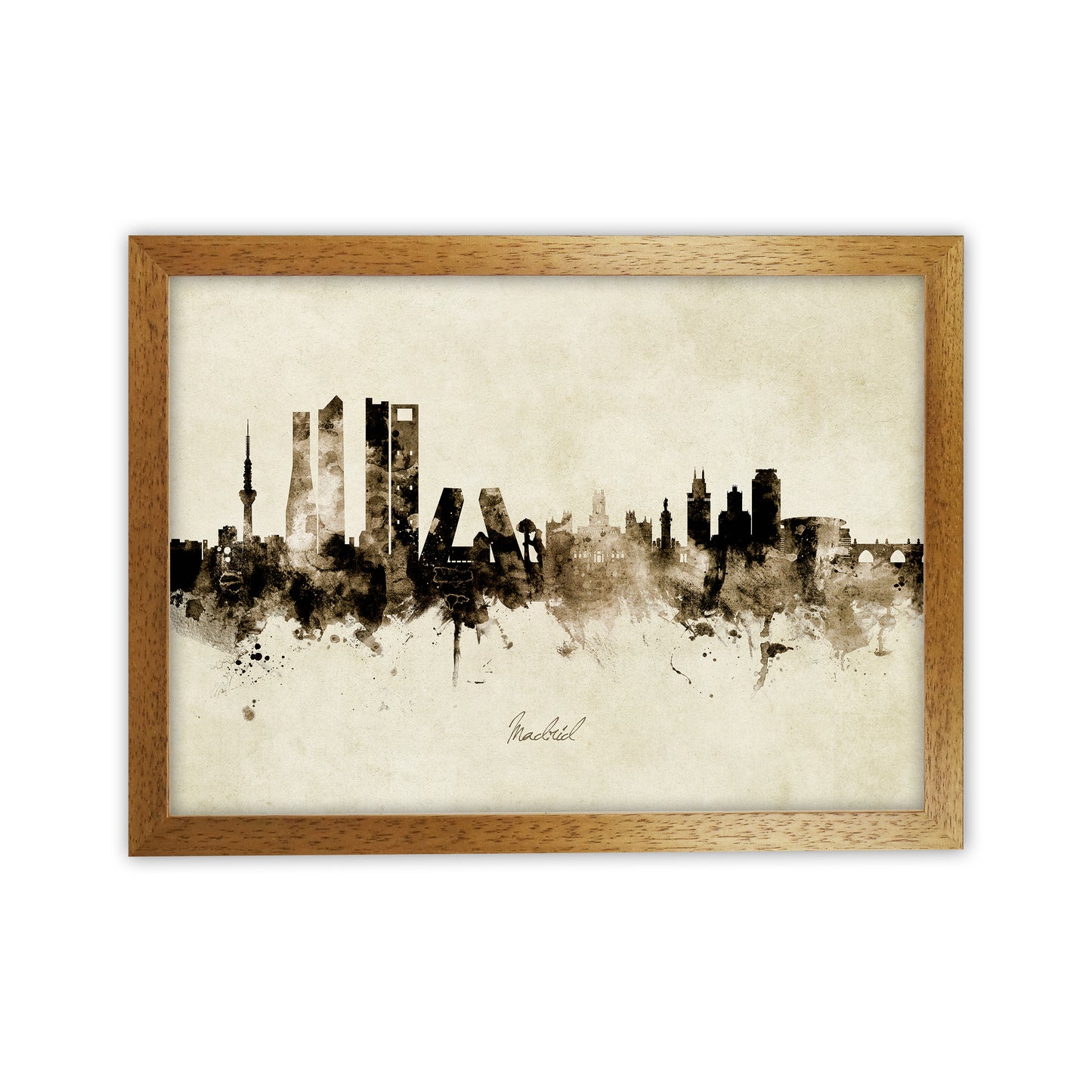 Madrid Spain Skyline Vintage Art Print by Michael Tompsett Oak Grain