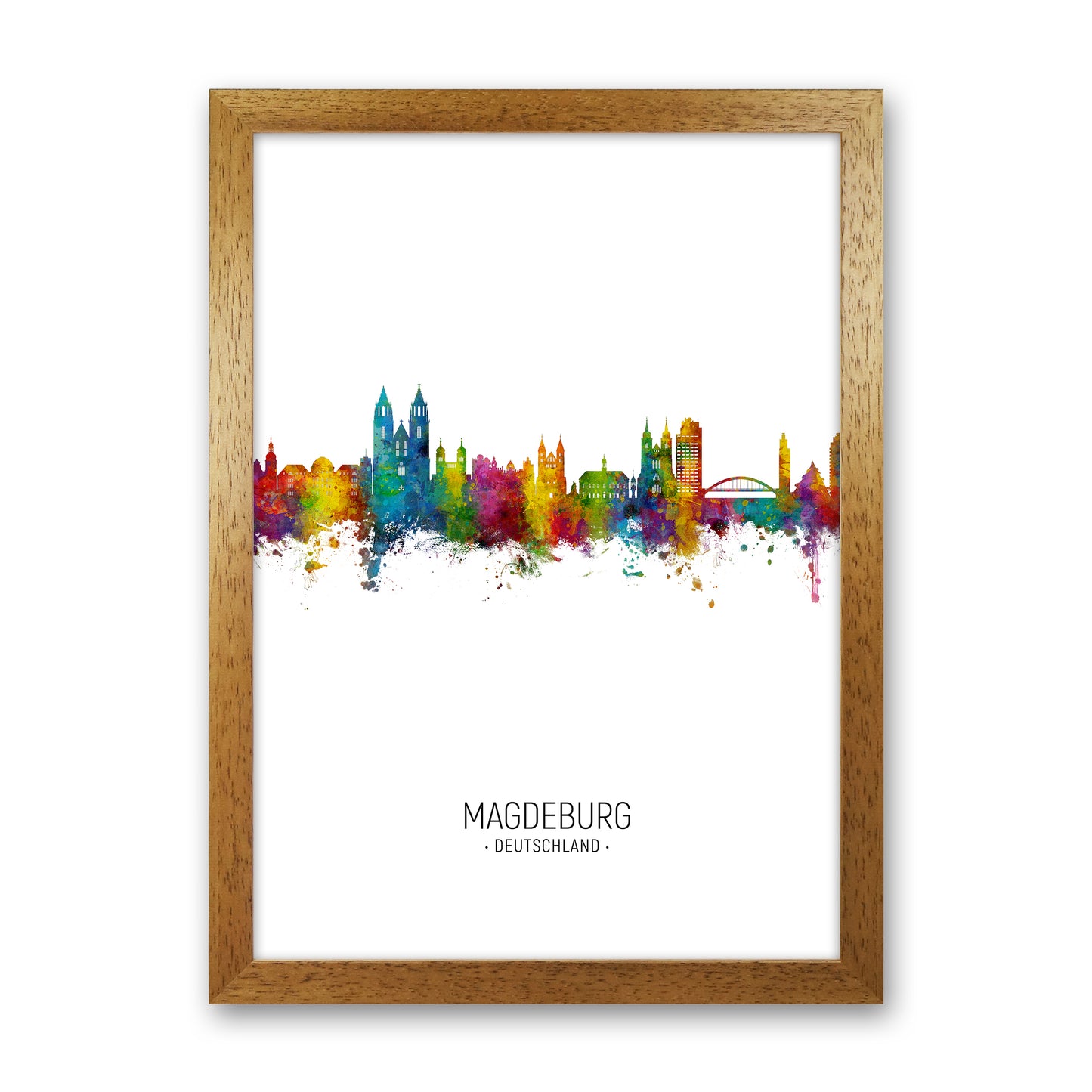 Magdeburg Deutschland Skyline Portrait Art Print by Michael Tompsett Oak Grain