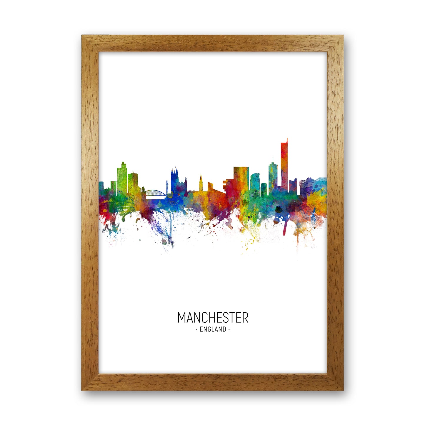 Manchester England Skyline Portrait Art Print by Michael Tompsett Oak Grain