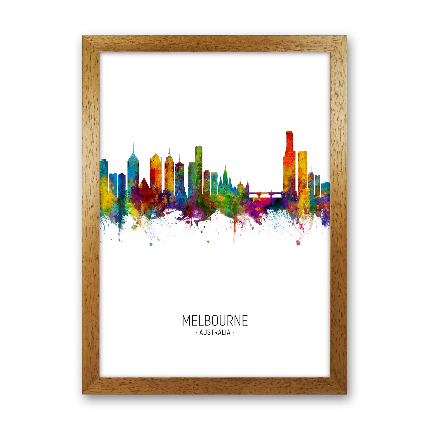 Melbourne Australia Skyline Portrait Art Print by Michael Tompsett Oak Grain