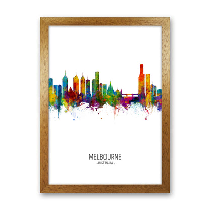 Melbourne Australia Skyline Portrait Art Print by Michael Tompsett Oak Grain