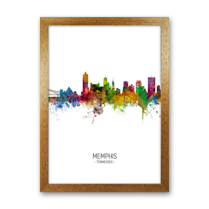 Memphis Tennessee Skyline Portrait Art Print by Michael Tompsett Oak Grain