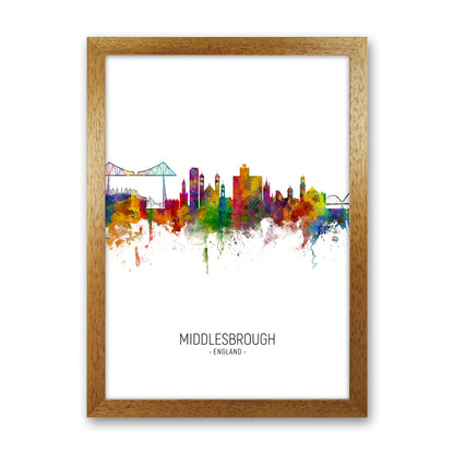Middlesbrough England Skyline Portrait Art Print by Michael Tompsett Oak Grain