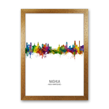 Nashua New Hampshire Skyline Portrait Art Print by Michael Tompsett Oak Grain