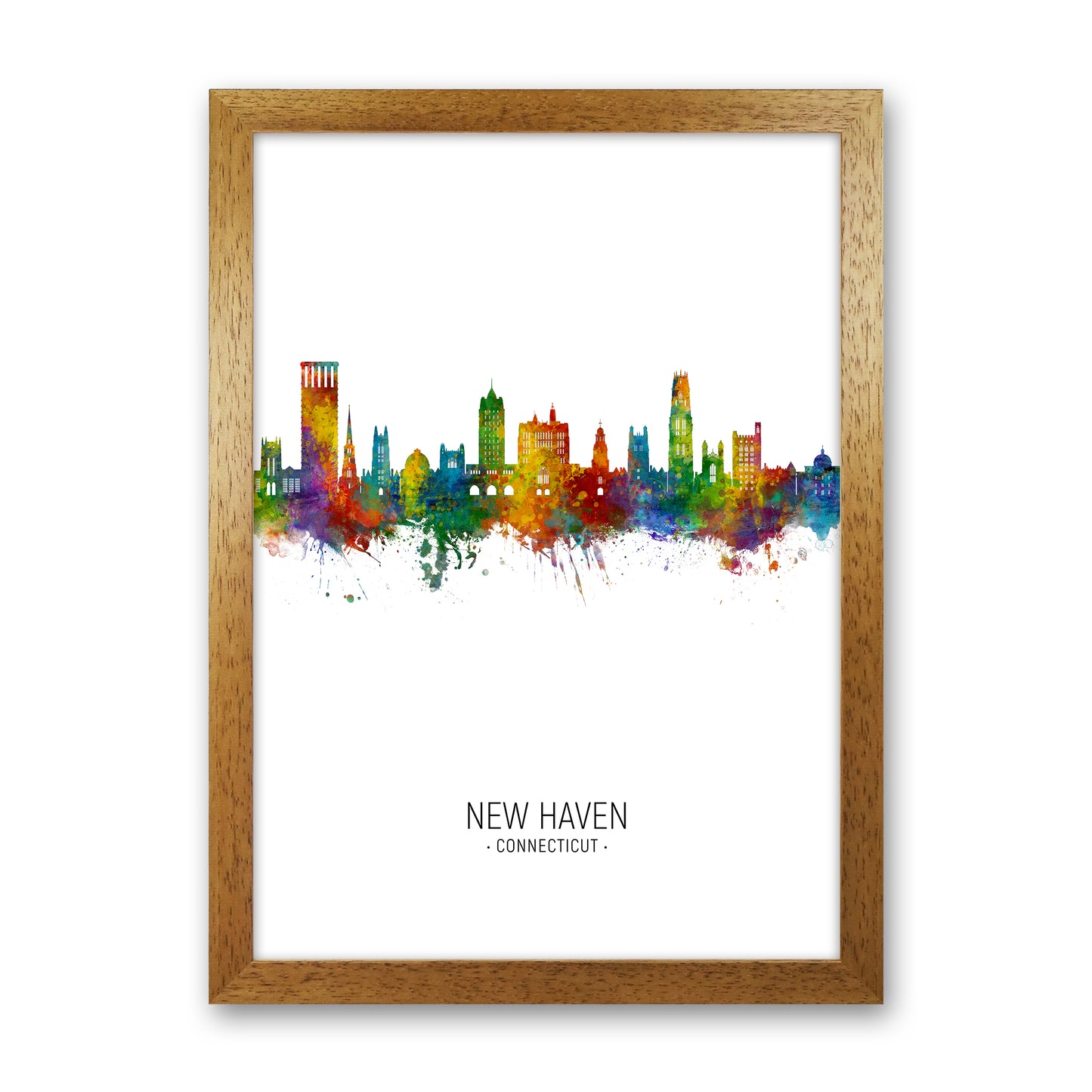 New Haven Connecticut Skyline Portrait Art Print by Michael Tompsett Oak Grain