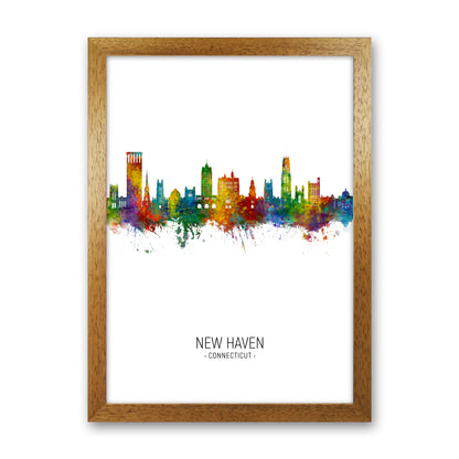 New Haven Connecticut Skyline Portrait Art Print by Michael Tompsett Oak Grain