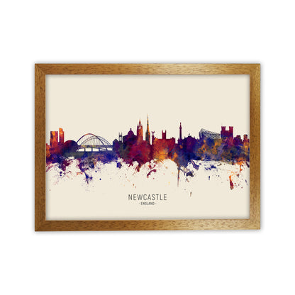 Newcastle England Skyline Autumn City Name Art Print by Michael Tompsett Oak Grain
