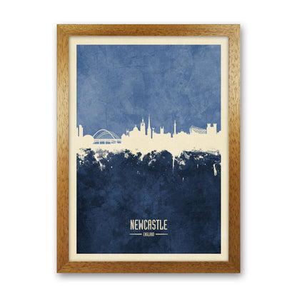 Newcastle England Skyline Portrait Navy Art Print by Michael Tompsett Oak Grain