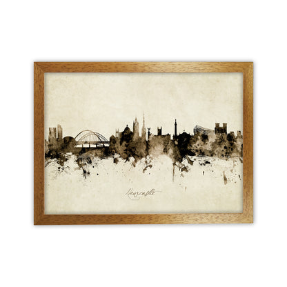 Newcastle England Skyline Vintage Art Print by Michael Tompsett Oak Grain