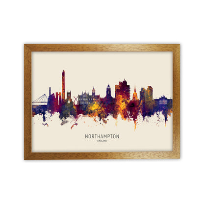 Northampton England Skyline Autumn City Name Art Print by Michael Tompsett Oak Grain