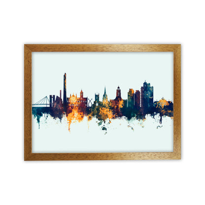 Northampton England Skyline Blue Orange Art Print by Michael Tompsett Oak Grain