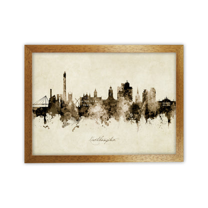 Northampton England Skyline Vintage Art Print by Michael Tompsett Oak Grain