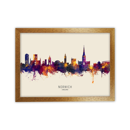 Norwich England Skyline Autumn City Name Art Print by Michael Tompsett Oak Grain