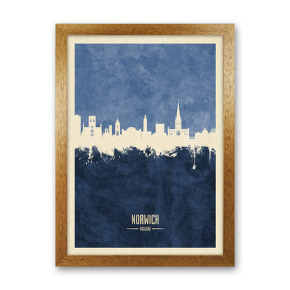 Norwich England Skyline Portrait Navy Art Print by Michael Tompsett Oak Grain