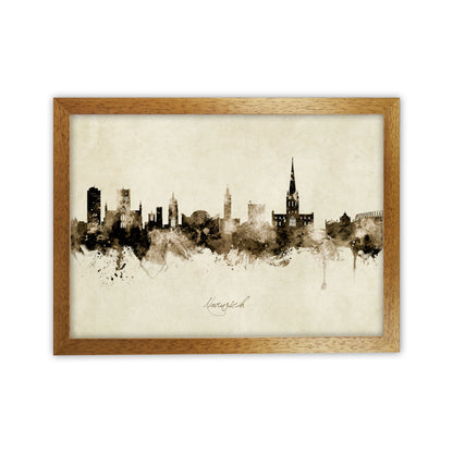 Norwich England Skyline Vintage Art Print by Michael Tompsett Oak Grain