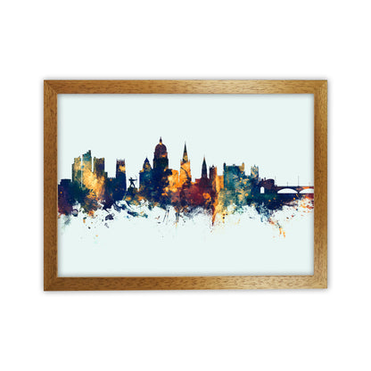 Nottingham England Skyline Blue Orange Art Print by Michael Tompsett Oak Grain